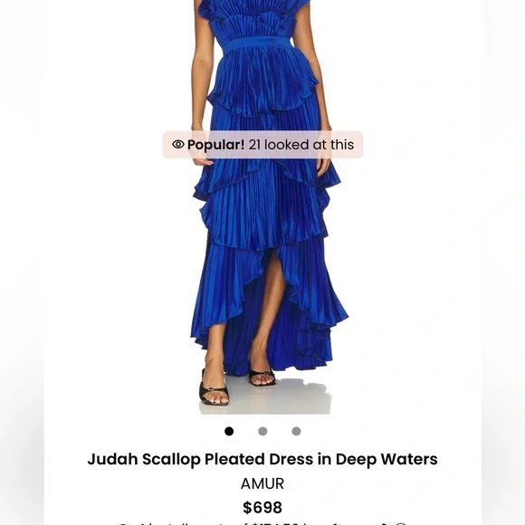 AMUR Judah Scallop Pleated Dress in Deep Waters - Picture 4 of 8